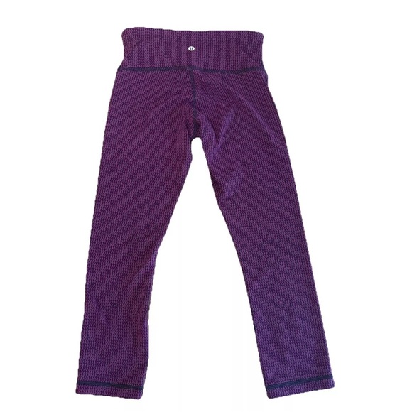 LULULEMON Wunder Under Crop 4 Teeny Tooth Deep Fuchsia Black - Picture 3 of 8